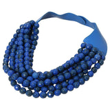 Marbled Faceted Acrylic Ball Beaded Multi Strand Layered Faux Leather Magnetic Necklace - Madeline Love - Flyclothing LLC