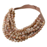 Marbled Faceted Acrylic Ball Beaded Multi Strand Layered Faux Leather Magnetic Necklace - Madeline Love - Flyclothing LLC