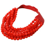 Marbled Faceted Acrylic Ball Beaded Multi Strand Layered Faux Leather Magnetic Necklace - Madeline Love - Flyclothing LLC