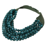Marbled Faceted Acrylic Ball Beaded Multi Strand Layered Faux Leather Magnetic Necklace - Madeline Love - Flyclothing LLC