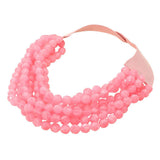 Marbled Faceted Acrylic Ball Beaded Multi Strand Layered Faux Leather Magnetic Necklace - Madeline Love - Flyclothing LLC