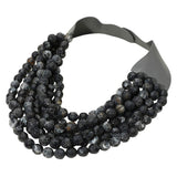 Marbled Faceted Acrylic Ball Beaded Multi Strand Layered Faux Leather Magnetic Necklace - Madeline Love - Flyclothing LLC
