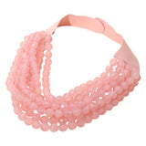 Marbled Faceted Acrylic Ball Beaded Multi Strand Layered Faux Leather Magnetic Necklace - Madeline Love - Flyclothing LLC