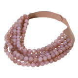 Marbled Faceted Acrylic Ball Beaded Multi Strand Layered Faux Leather Magnetic Necklace - Madeline Love - Flyclothing LLC