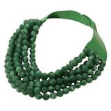 Marbled Faceted Acrylic Ball Beaded Multi Strand Layered Faux Leather Magnetic Necklace - Madeline Love - Flyclothing LLC