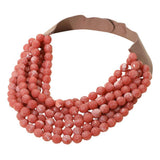 Marbled Faceted Acrylic Ball Beaded Multi Strand Layered Faux Leather Magnetic Necklace - Madeline Love - Flyclothing LLC