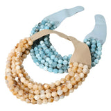 Marbled Faceted Acrylic Ball Beaded Multi Strand Layered Faux Leather Magnetic Necklace - Madeline Love - Flyclothing LLC