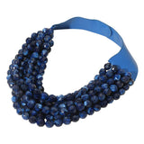 Marbled Faceted Acrylic Ball Beaded Multi Strand Layered Faux Leather Magnetic Necklace - Madeline Love - Flyclothing LLC