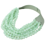 Marbled Faceted Acrylic Ball Beaded Multi Strand Layered Faux Leather Magnetic Necklace - Madeline Love - Flyclothing LLC