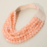 Marbled Faceted Acrylic Ball Beaded Multi Strand Layered Faux Leather Magnetic Necklace - Madeline Love - Flyclothing LLC