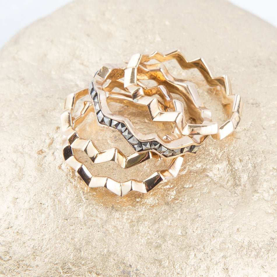 Marcasite and Bronze Stack Ring Set - Barse Jewelry - Flyclothing LLC
