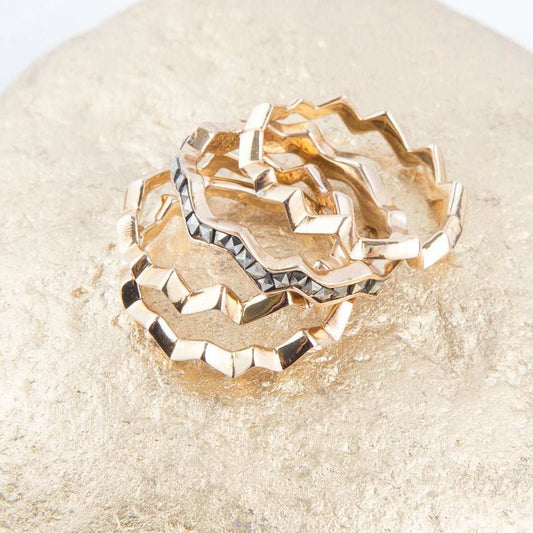 Marcasite and Bronze Stack Ring Set - Barse Jewelry - Flyclothing LLC