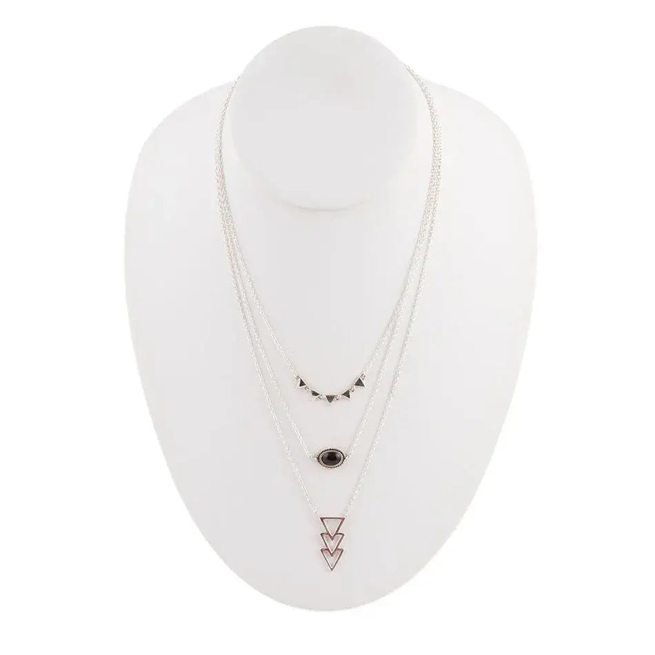 Marcasite and Onyx Sterling Silver Layered Necklace - Barse Jewelry - Flyclothing LLC