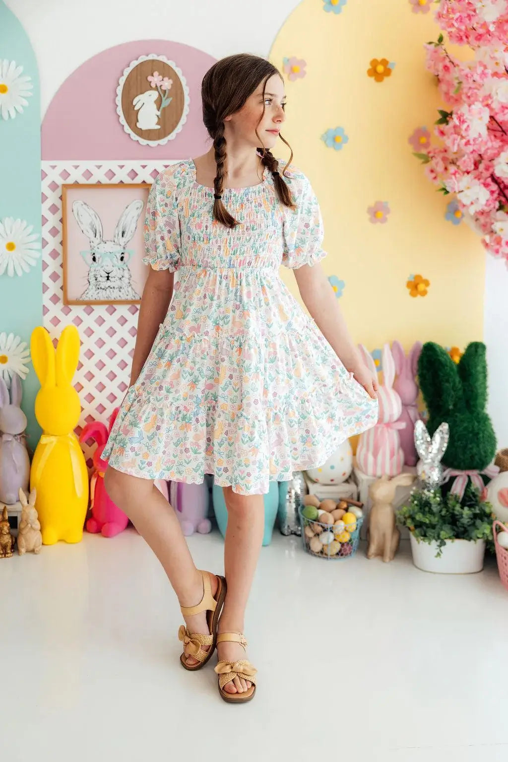 Hoppy Easter Smocked Ruffle Dress - Mila & Rose ® - Flyclothing LLC