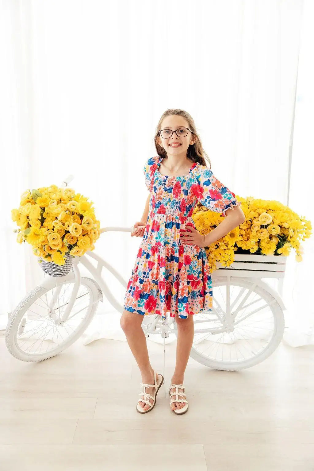 Sunshine Garden Smocked Ruffle Dress - Mila & Rose ® - Flyclothing LLC