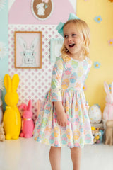 Egg-stra Cute 3/4 Sleeve Pocket Twirl Dress - Mila & Rose ® - Flyclothing LLC