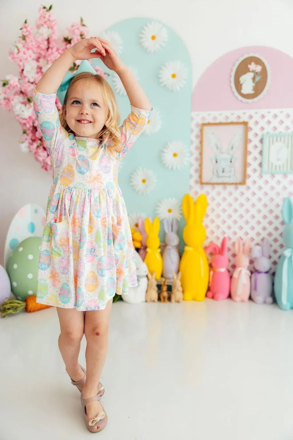 Egg-stra Cute 3/4 Sleeve Pocket Twirl Dress - Mila & Rose ® - Flyclothing LLC