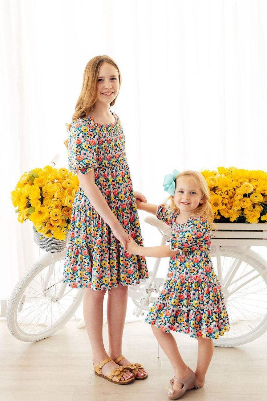 Beautiful Blossoms Smocked Ruffle Dress - Mila & Rose ® - Flyclothing LLC
