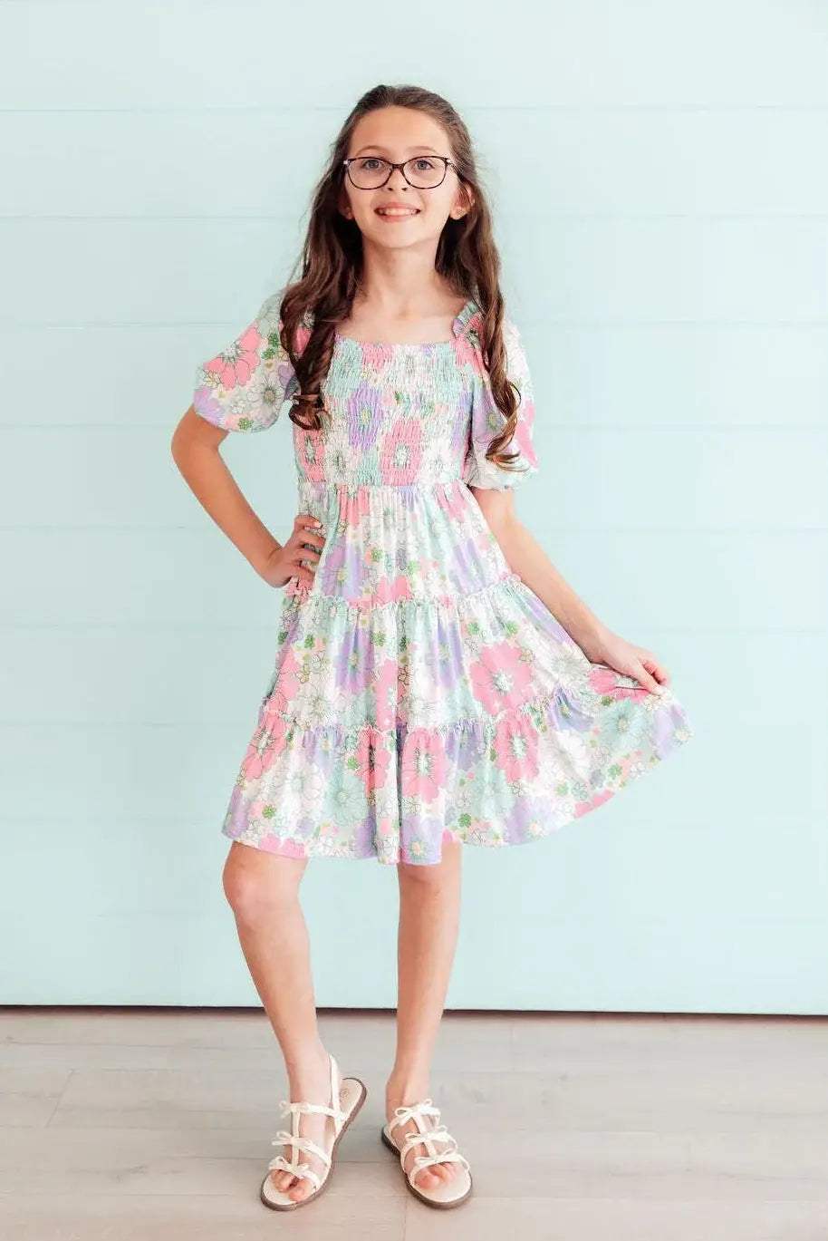 Minty Meadow Smocked Ruffle Dress - Mila & Rose ® - Flyclothing LLC