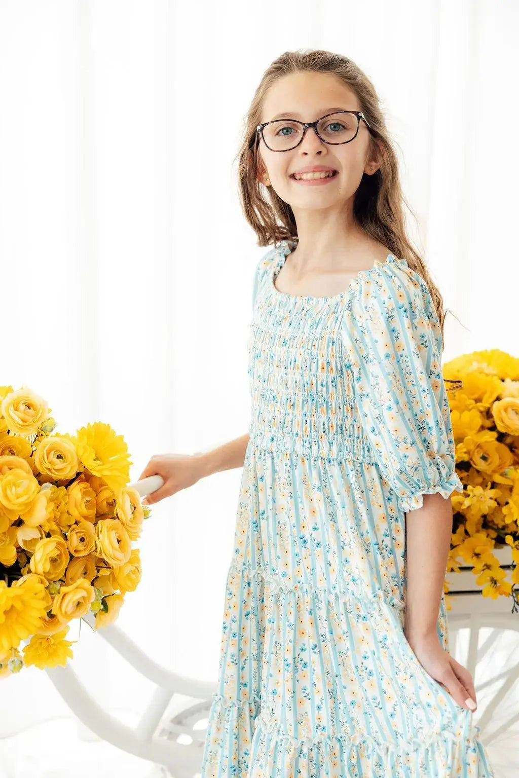 Buttercup Blooms Smocked Ruffle Dress - Mila & Rose ® - Flyclothing LLC
