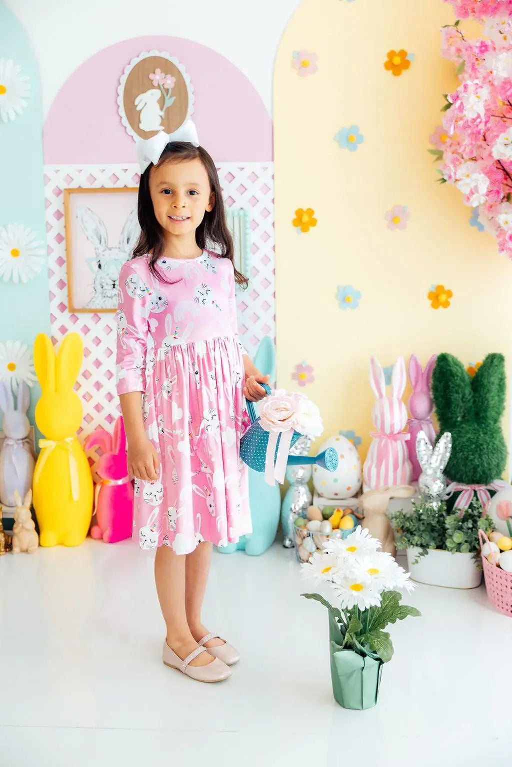 Bunny Love 3/4 Sleeve Pocket Twirl Dress - Mila & Rose ® - Flyclothing LLC