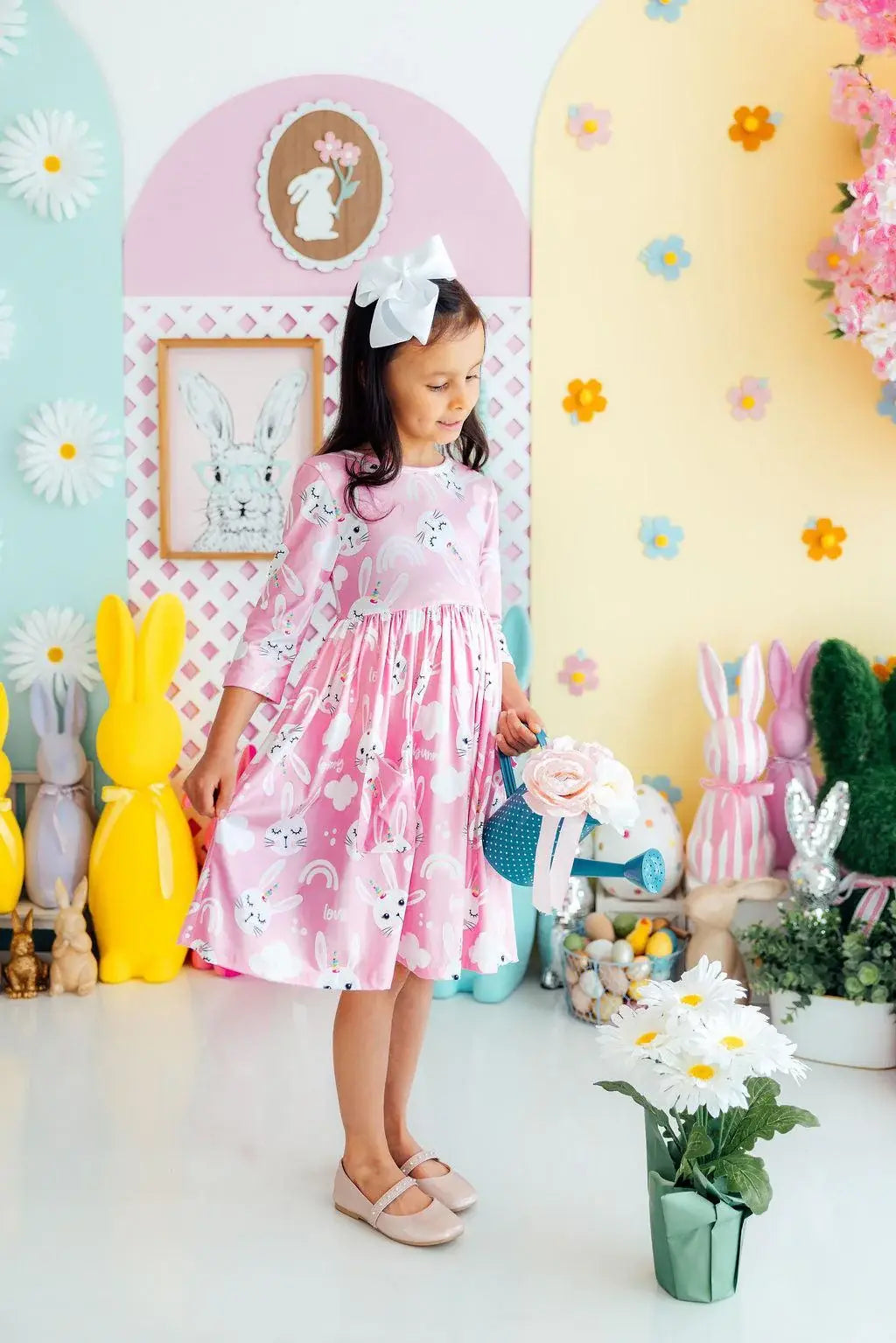 Bunny Love 3/4 Sleeve Pocket Twirl Dress - Mila & Rose ® - Flyclothing LLC