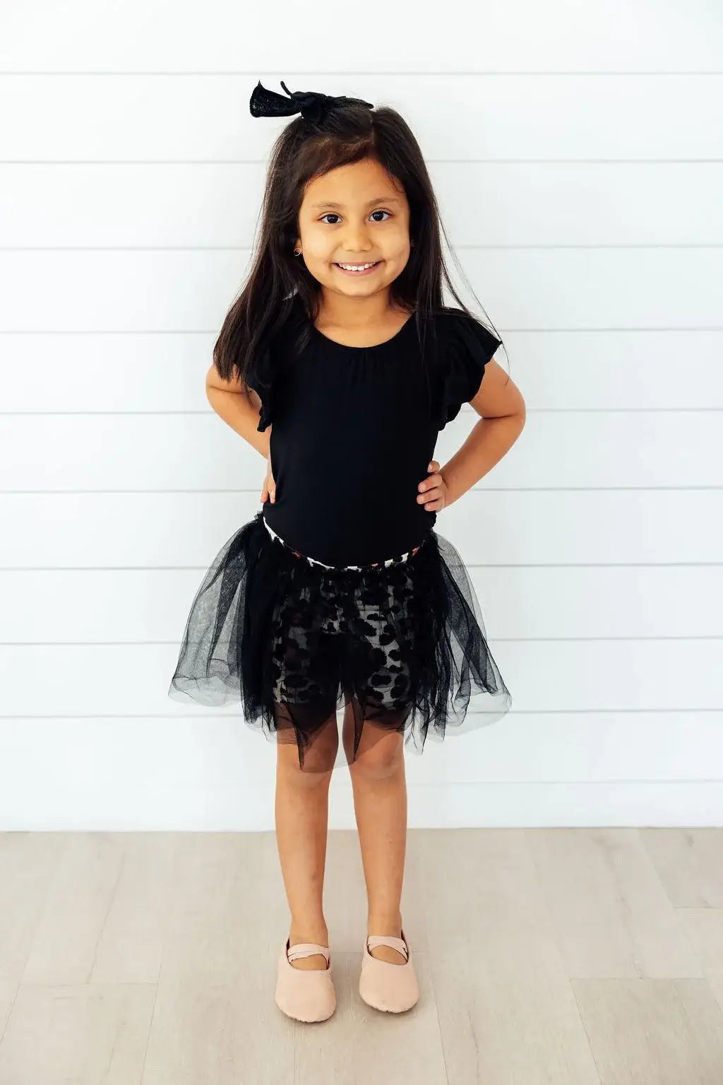 Black S/S Flutter Sleeve Leotard - Mila & Rose ® - Flyclothing LLC