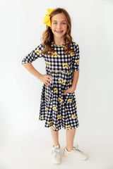 Iowa Plaid Tigerhawk 3/4 Sleeve Pocket Twirl Dress - Mila & Rose ® - Flyclothing LLC