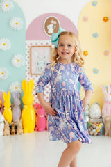 Beautiful Bunnies 3/4 Sleeve Pocket Twirl Dress - Mila & Rose ® - Flyclothing LLC