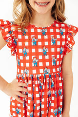 Nebraska Plaid Herbie Husker Flutter Twirl Dress - Mila & Rose ® - Flyclothing LLC