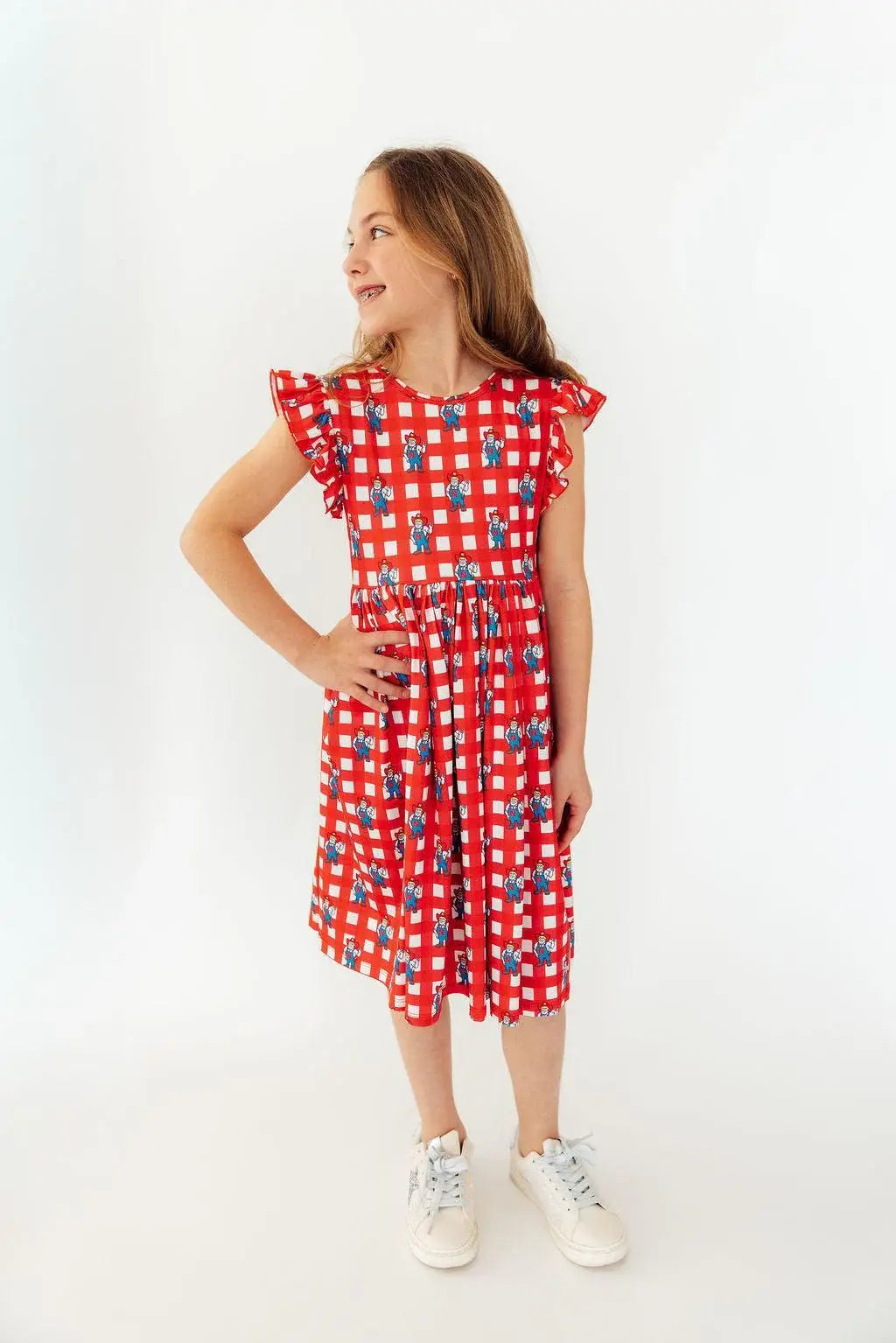 Nebraska Plaid Herbie Husker Flutter Twirl Dress - Mila & Rose ® - Flyclothing LLC