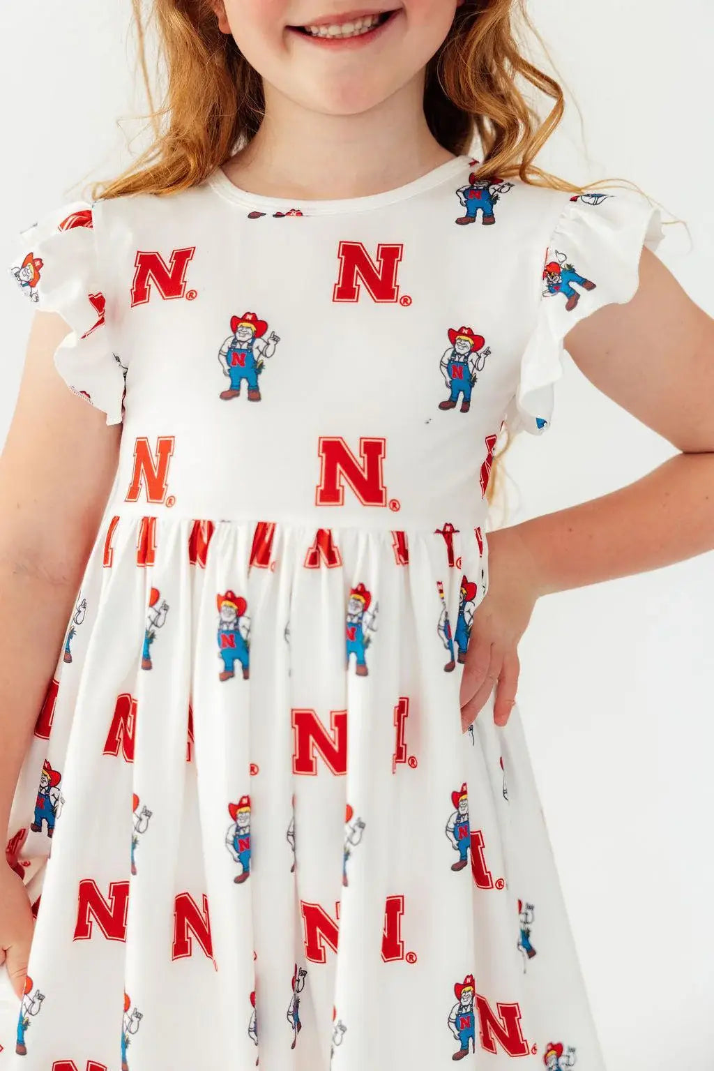 Nebraska White Herbie Husker Flutter Twirl Dress - Mila & Rose ® - Flyclothing LLC