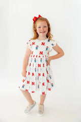Nebraska White Herbie Husker Flutter Twirl Dress - Mila & Rose ® - Flyclothing LLC