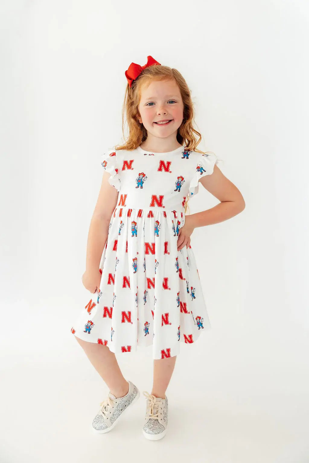 Nebraska White Herbie Husker Flutter Twirl Dress - Mila & Rose ® - Flyclothing LLC