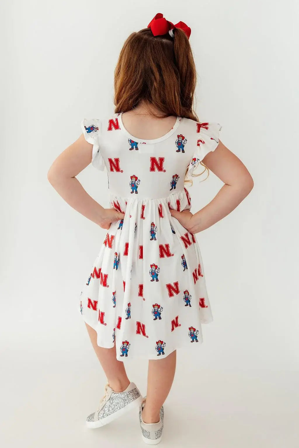 Nebraska White Herbie Husker Flutter Twirl Dress - Mila & Rose ® - Flyclothing LLC