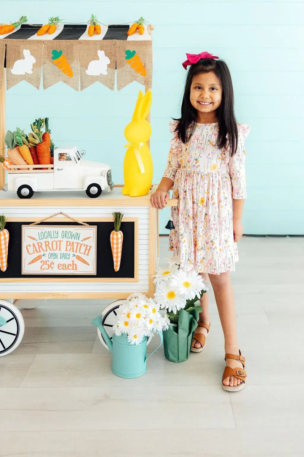 Carrot Cutie 3/4 Sleeve Ruffle Twirl Dress - Mila & Rose ® - Flyclothing LLC