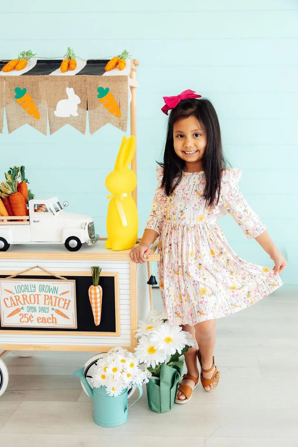 Carrot Cutie 3/4 Sleeve Ruffle Twirl Dress - Mila & Rose ® - Flyclothing LLC