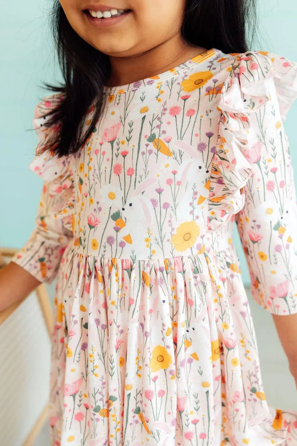 Carrot Cutie 3/4 Sleeve Ruffle Twirl Dress - Mila & Rose ® - Flyclothing LLC
