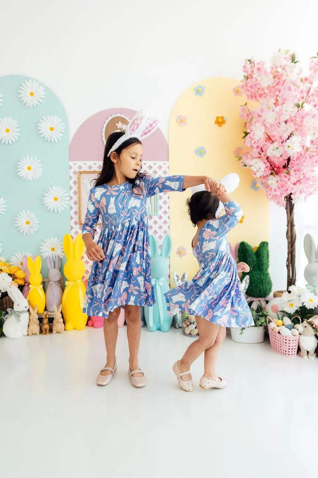 Hop, Skip & Twirl 3/4 Sleeve Pocket Twirl Dress - Mila & Rose ® - Flyclothing LLC