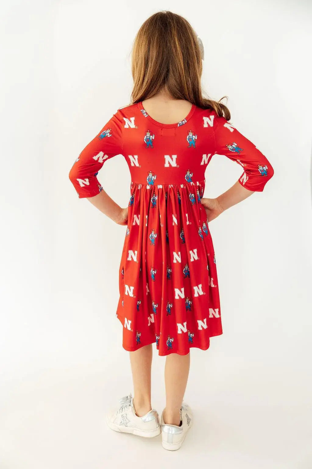Nebraska Red Herbie Husker 3/4 Sleeve Pocket Twirl Dress - Mila & Rose ® - Flyclothing LLC
