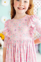 Little Bow Peeps 3/4 Sleeve Ruffle Twirl Dress - Mila & Rose ® - Flyclothing LLC