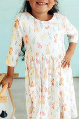 Sunny Bunnies 3/4 Sleeve Pocket Twirl Dress - Mila & Rose ® - Flyclothing LLC