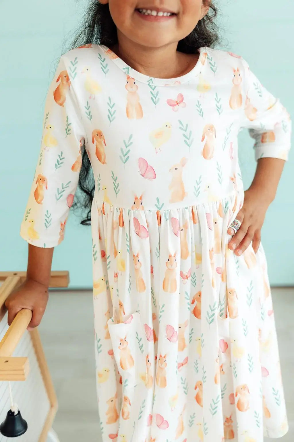 Sunny Bunnies 3/4 Sleeve Pocket Twirl Dress - Mila & Rose ® - Flyclothing LLC