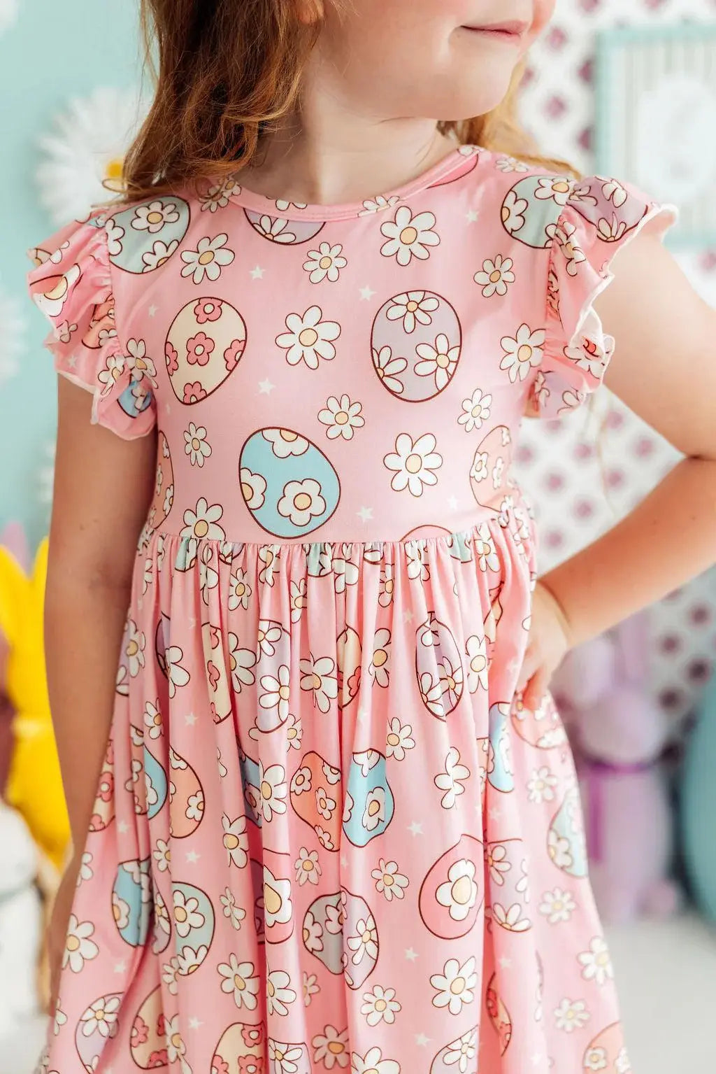 Easter Egg Hunt Flutter Sleeve Twirl Dress - Mila & Rose ® - Flyclothing LLC