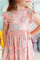 Easter Egg Hunt Flutter Sleeve Twirl Dress - Mila & Rose ® - Flyclothing LLC