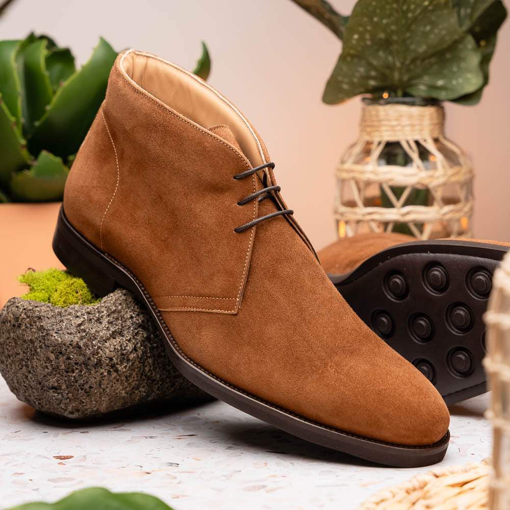 46-592-TOB MARCO Suede Calfskin Chukka Boot, Tobacco - Zelli Italia - Flyclothing LLC