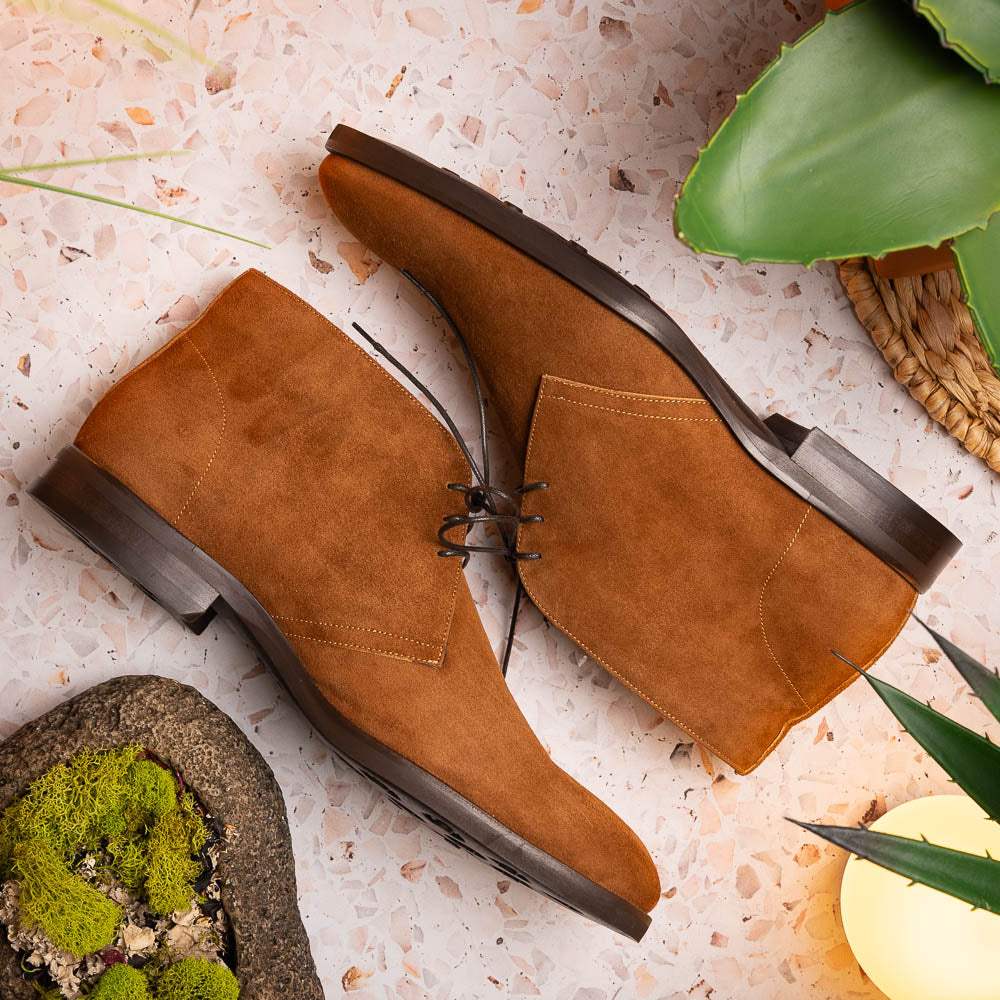 46-592-TOB MARCO Suede Calfskin Chukka Boot, Tobacco - Zelli Italia - Flyclothing LLC