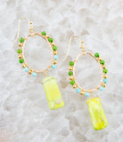Margarita Green Jasper Golden Drop Earrings