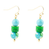 Margarita Mixed Blue and Green Golden Drop Earrings - Barse Jewelry - Flyclothing LLC