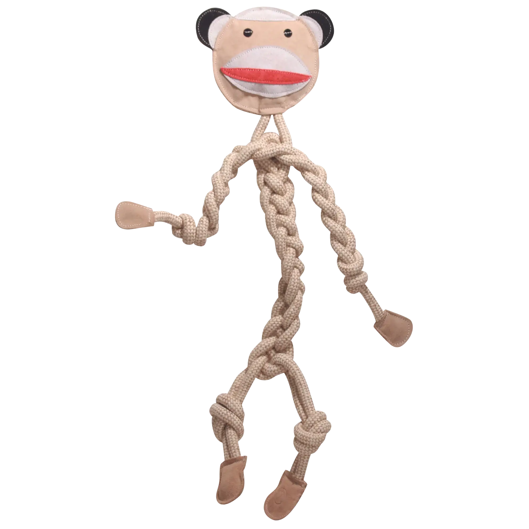 Stuey Sock Monkey Natural Rope Knottie® Dog Toy, Large (9mm rope diameter) - HuggleHounds - Flyclothing LLC